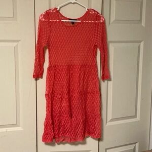 Jodi Kristopher Coral Lace Mini Dress